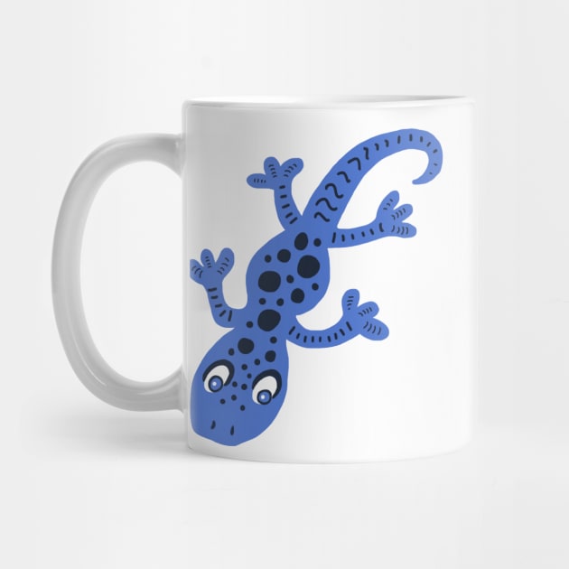 Cute Blue Gecko Lizard Drawing with Spots by OneLook